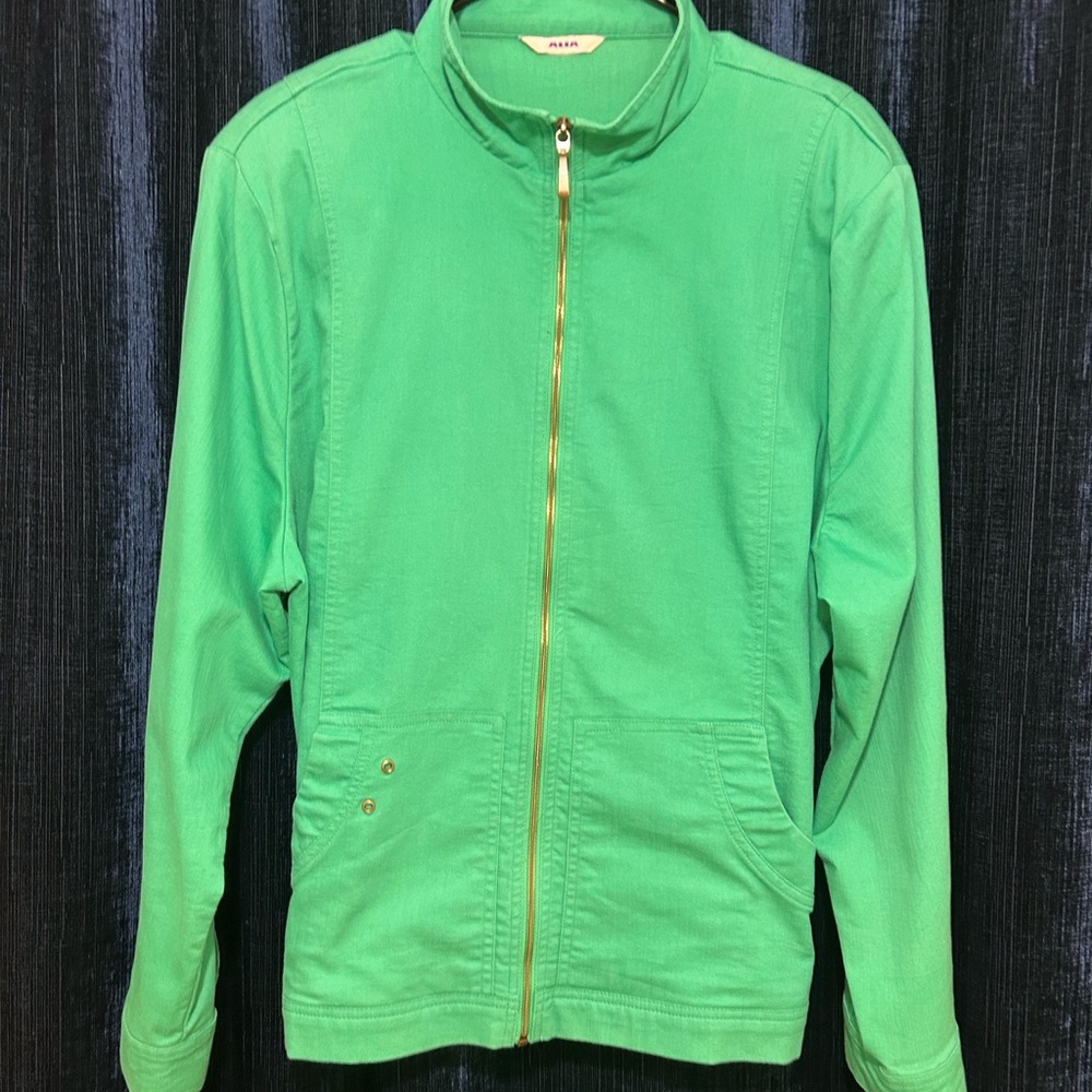 Alia Green Zip-Up Jacket
